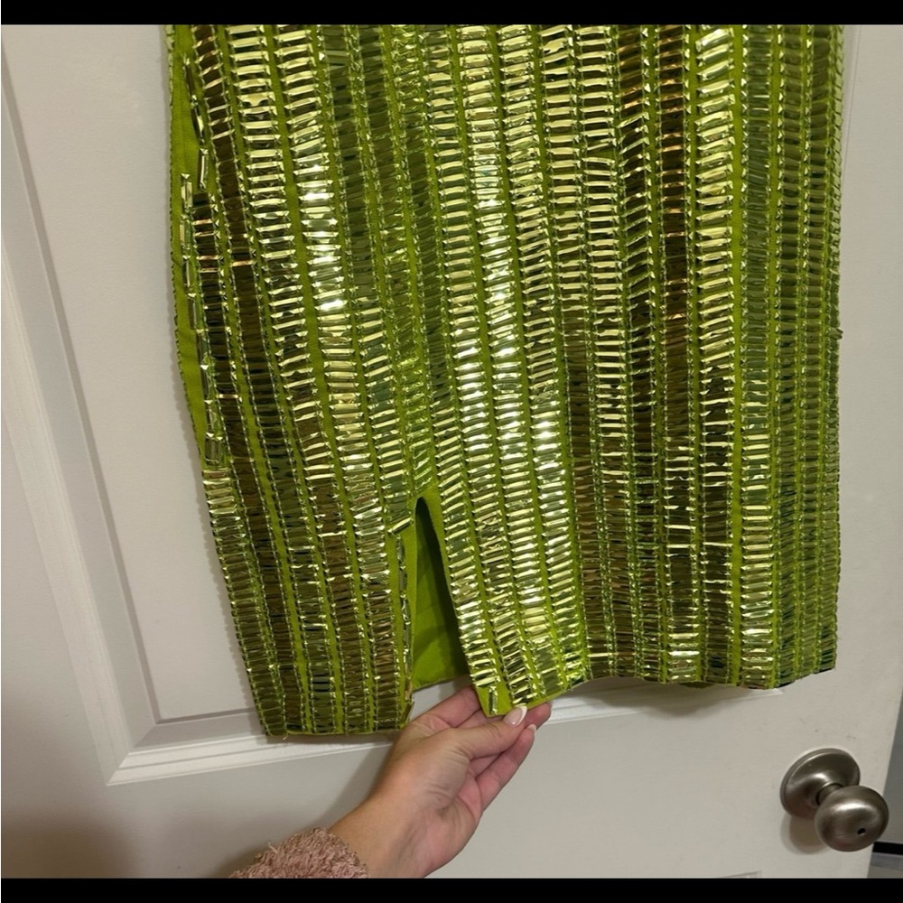 River Island Lime Green Sequin Dress - Picture 5 of 9